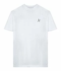 Golden Goose Tee-shirt Étoile Coton Blanc Argenté