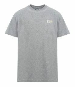 Golden Goose Tee-shirt Big Star Homme Coton Gris Doré