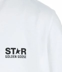 Golden Goose Tee-shirt Big Star Coton Blanc Noir -Majestic Filatures shop golde33776 pck20210601 3 3