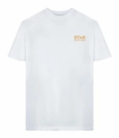 Golden Goose Tee-shirt Big Star Coton Blanc Doré