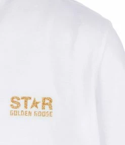 Golden Goose Tee-shirt Homme Big Star Coton Blanc Doré -Majestic Filatures shop golde33778 pck20210621 3 1 1
