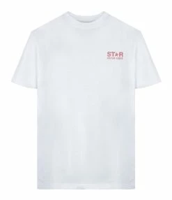 Golden Goose Tee-shirt Big Star Coton Blanc Rose