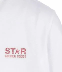 Golden Goose Tee-shirt Big Star Coton Blanc Rose -Majestic Filatures shop golde33778 rose3 1
