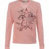 Golden Goose Tee-shirt Golden Coton Rayures Rouge Blanc