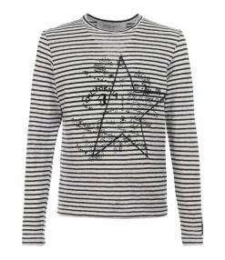 Golden Goose Tee-shirt Golden Homme Marinière Coton Bleu