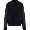 Golden Goose Veste Bomber Homme Golden Laine Bleu Foncé Noir