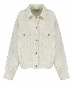 Golden Goose Veste Journey Cristaux Coton Denim Écru