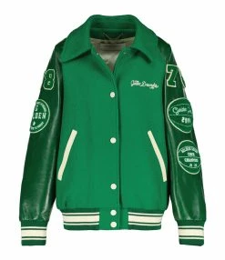 Golden Goose Veste Bomber Journey Eric Laine Vert Blanc