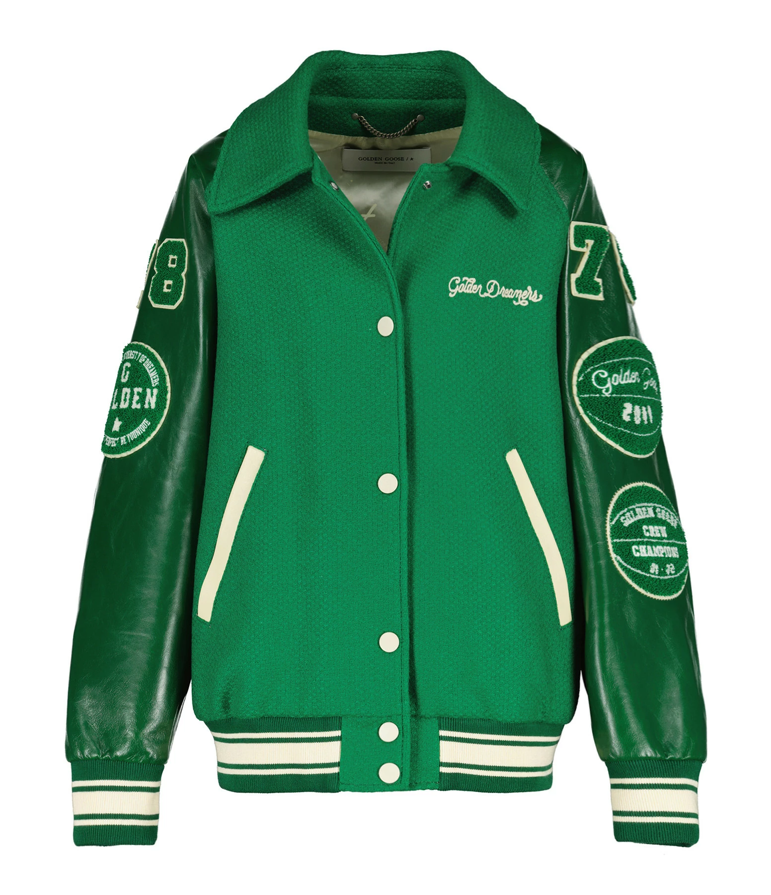 Golden Goose Veste Bomber Journey Eric Laine Vert Blanc 1 Golden Goose Veste Bomber Journey Eric Laine Vert Blanc