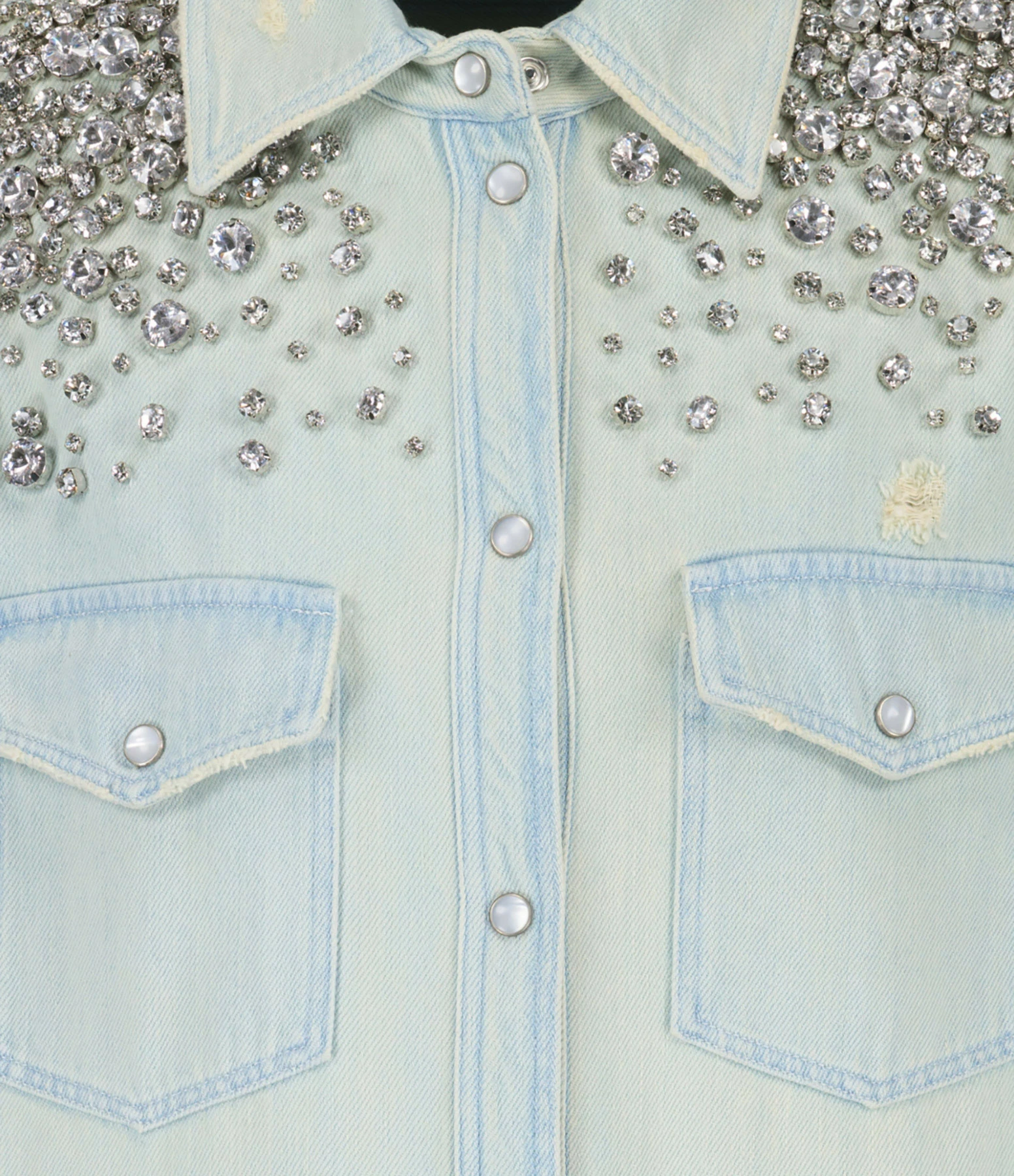 Golden Goose Chemise Boyfriend Golden Cristaux Coton Bleu 2 Golden Goose Chemise Boyfriend Golden Cristaux Coton Bleu – Image 2