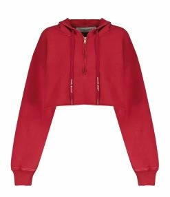 Golden Goose Crop Sweatshirt Hoodie Court Journey Coton Rouge