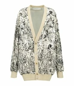 Golden Goose Cardigan Journey Imprimé Écru