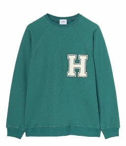HALFBOY Sweatshirt Crew Over Patch Coton Vert