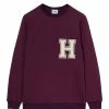 HALFBOY Sweatshirt Crew Over Patch Coton Violet