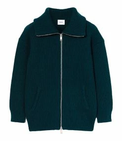 HALFBOY Veste Zip Laine Mérinos Vert