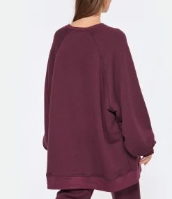 HALFBOY Sweatshirt Crew Over Patch Coton Violet -Majestic Filatures shop halfb look20221018 109