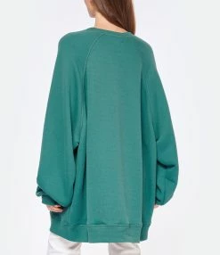 HALFBOY Sweatshirt Crew Over Patch Coton Vert -Majestic Filatures shop halfb look20221018 153