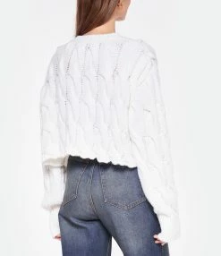 HALFBOY Pull Crew Cable Laine Crème -Majestic Filatures shop halfb look20221018 89