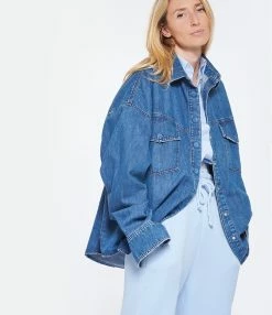 HALFBOY Chemise Denim Coton Bleu -Majestic Filatures shop halfb look20230207 253