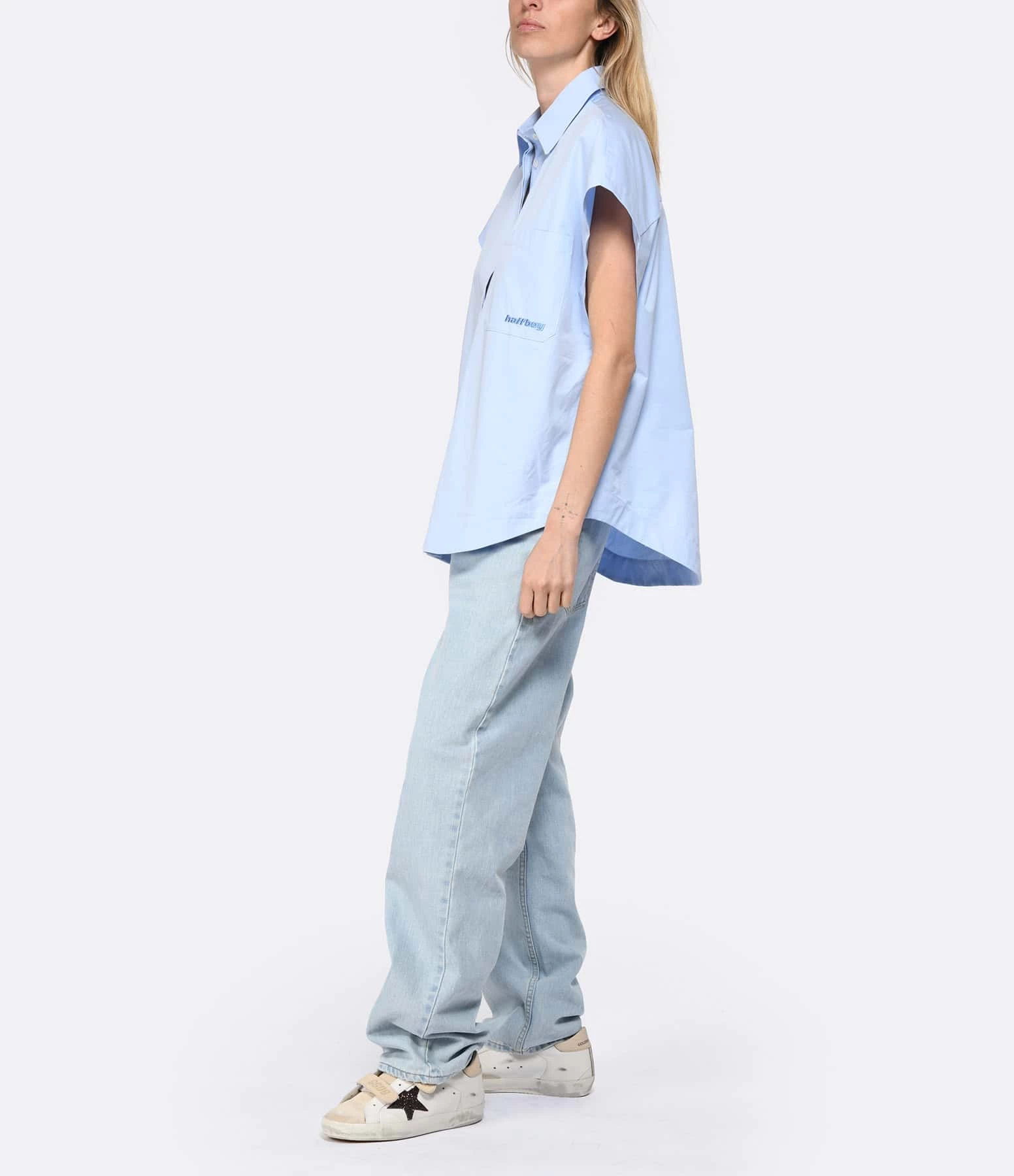HALFBOY Chemise Sans Manches Coton Baby Blue 3 HALFBOY Chemise Sans Manches Coton Baby Blue – Image 3