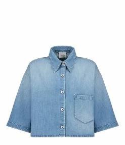 HALFBOY Chemise Crop Denim Coton Bleu