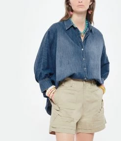 HANA SAN Chemise Calypso Bleu Indigo -Majestic Filatures shop hanas look20220216 139