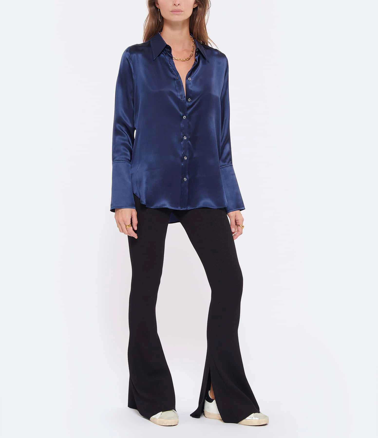 HANA SAN Chemise Nisha Soie Bleu Nuit 4 HANA SAN Chemise Nisha Soie Bleu Nuit – Image 4