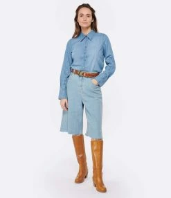 HANA SAN Chemise Pascaline Coton Denim -Majestic Filatures shop hanas look20230126 372
