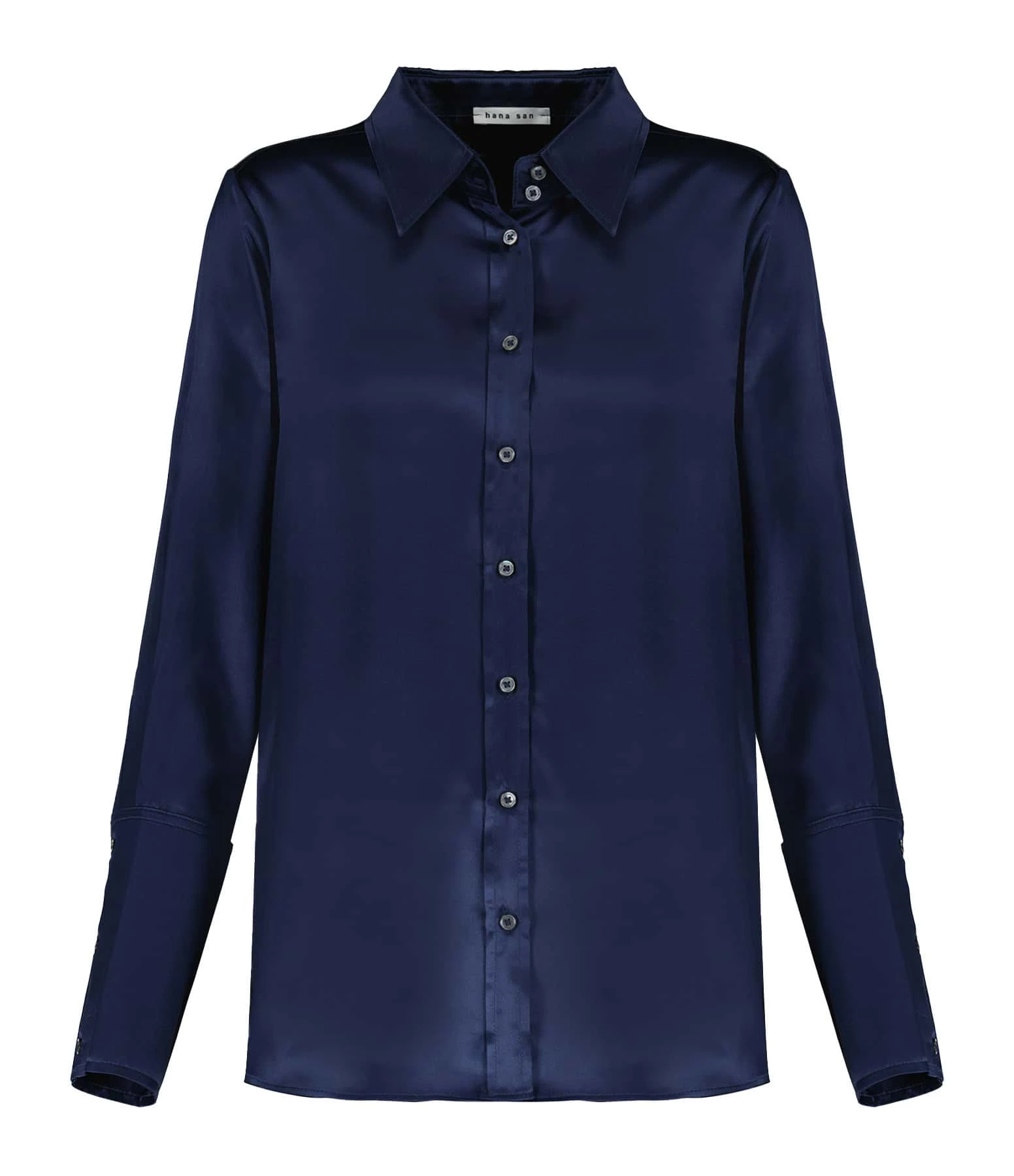 HANA SAN Chemise Nisha Soie Bleu Nuit 1 HANA SAN Chemise Nisha Soie Bleu Nuit