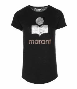 MARANT ÉTOILE Tee-shirt Koldi Lin Noir Argenté Rose