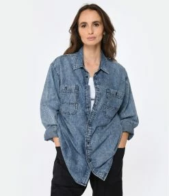 Isabel Marant Chemise Homme Vhelynton Coton Bleu -Majestic Filatures shop imarc look20221228 54