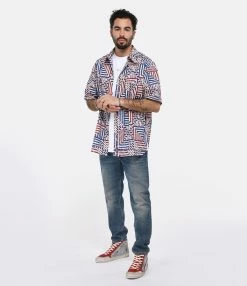 Isabel Marant Chemise Homme Ebilio Coton Bleu Rouge -Majestic Filatures shop imarc look20230116 136