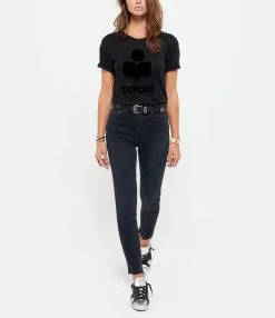 MARANT ÉTOILE Tee-shirt Koldi Logo Lin Noir -Majestic Filatures shop imare look20200617 321
