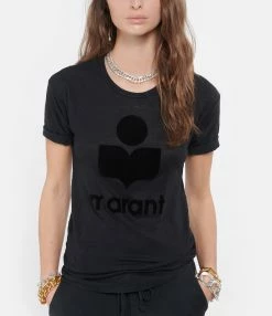 MARANT ÉTOILE Tee-shirt Koldi Logo Lin Noir -Majestic Filatures shop imare look20210126 38