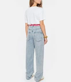 MARANT ÉTOILE Tee-shirt Zewel Lin Blanc Bleu -Majestic Filatures shop imare look20210525 109 2