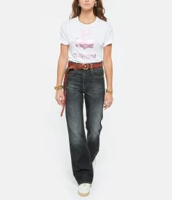 MARANT ÉTOILE Tee-shirt Koldi Lin Blanc Rose -Majestic Filatures shop imare look20210525 163 1 1