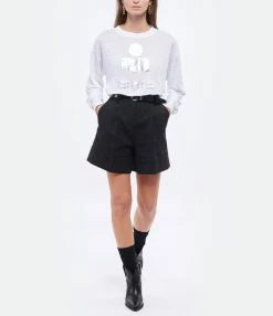 MARANT ÉTOILE Tee-shirt Klowia Lin Blanc Argenté -Majestic Filatures shop imare look20211110 150 1