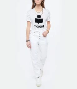 MARANT ÉTOILE Tee-shirt Koldi Lin Blanc Noir -Majestic Filatures shop imare look20211216 247