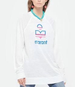 MARANT ÉTOILE Tee-shirt Kiefferf Lin Blanc -Majestic Filatures shop imare look20220223 93