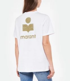 MARANT ÉTOILE Tee-shirt Zewel Coton Organique Blanc Kaki -Majestic Filatures shop imare look20220518 132