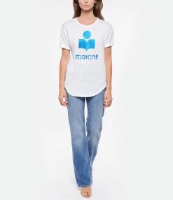 MARANT ÉTOILE Tee-shirt Koldi Lin Blanc Bleu -Majestic Filatures shop imare look20220518 146