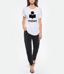 MARANT ÉTOILE Tee-shirt Koldi Lin Blanc Noir -Majestic Filatures shop imare look20220518 159