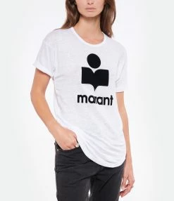 MARANT ÉTOILE Tee-shirt Koldi Lin Blanc Noir -Majestic Filatures shop imare look20220518 163