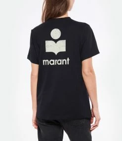 MARANT ÉTOILE Tee-shirt Zewel Coton Organique Noir Écru -Majestic Filatures shop imare look20220518 181