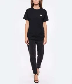 MARANT ÉTOILE Tee-shirt Zewel Coton Organique Noir Écru -Majestic Filatures shop imare look20220518 183