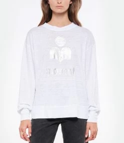 MARANT ÉTOILE Tee-shirt Klowia Lin Blanc Argenté -Majestic Filatures shop imare look20220518 222