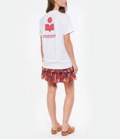 MARANT ÉTOILE Tee-shirt Zewel Coton Organique Blanc Framboise -Majestic Filatures shop imare look20220518 242