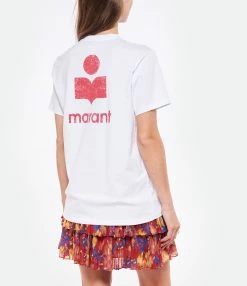 MARANT ÉTOILE Tee-shirt Zewel Coton Organique Blanc Framboise -Majestic Filatures shop imare look20220518 243