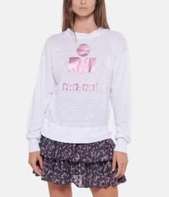 MARANT ÉTOILE Tee-shirt Klowia Lin Blanc Rose -Majestic Filatures shop imare look20220602 21 scaled