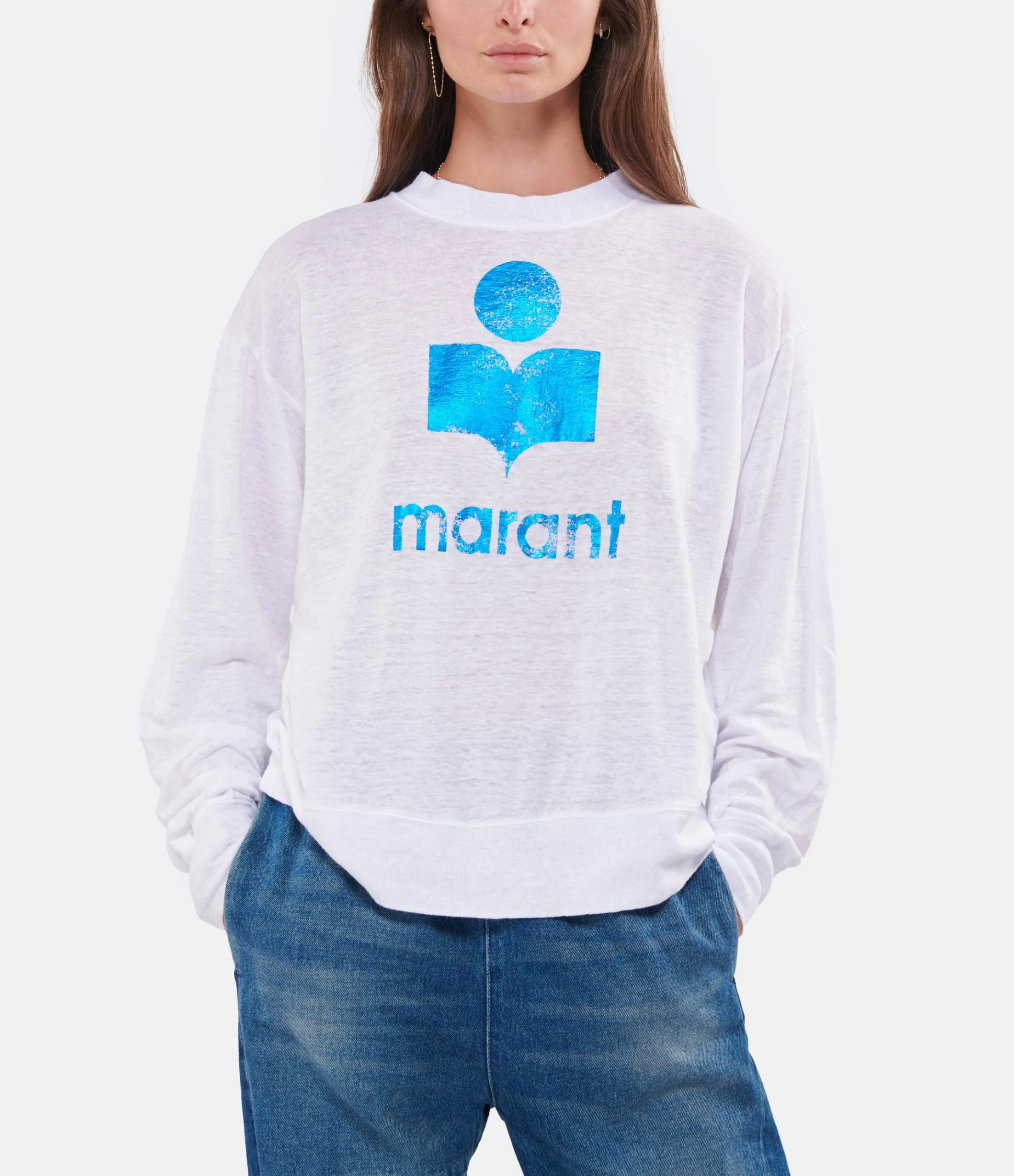 MARANT ÉTOILE Tee-shirt Klowia Lin Blanc Bleu 3 MARANT ÉTOILE Tee-shirt Klowia Lin Blanc Bleu – Image 3